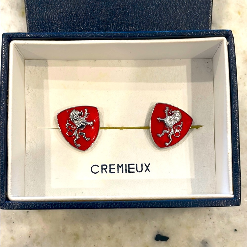 Cremieux Red and Silver Lion Cufflinks